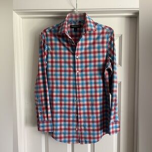 Mizzen+Main Red and Blue Casual Button Down Shirt